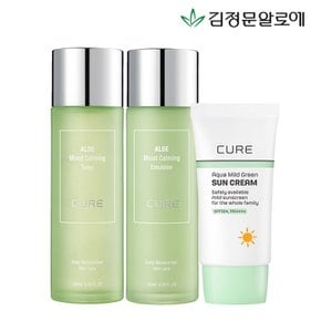 큐어 카밍 토너+에멀젼+무기자차 선크림 40ml