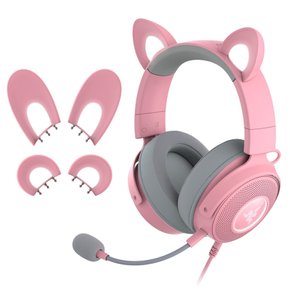 레이저 Kraken Kitty V2 Pro Quartz Pink 고양이 곰 토끼 귀 디자인 교체 가능