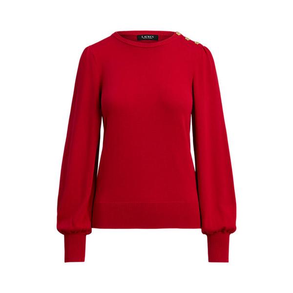 버튼 트림 퍼프 슬리브 스웨터(WMLRSWES6820845620)