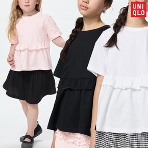 UNIQLO 유니클로 세실리에 반센 걸즈 키즈 프릴 반팔 티셔츠