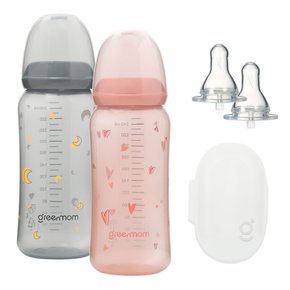 컬러세트 PP슬림 240ml 2개 아이쏙2개  병원용젖병 / 조리원젖병 / 노꼭지 / 슬림형젖병 / 배앓이예방젖병
