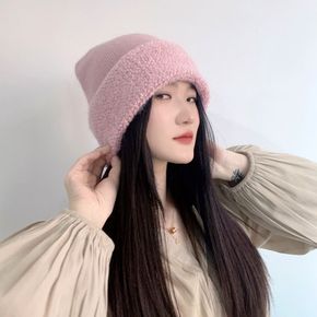여성 여자 겨울 데일리 오즈 니트 핑크 비니 모자