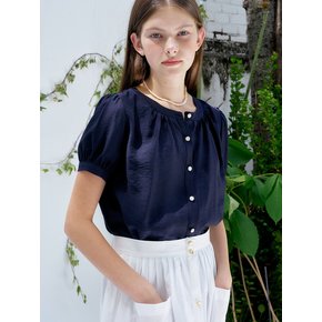 S Glossy Shirring Blouse_3colors