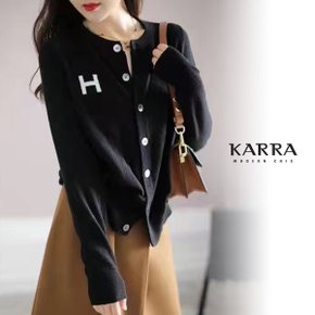 KARRA 알파벳슬리브사선배색라인가디건_A3F0341