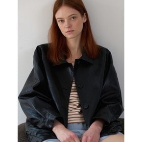 VEGAN LEATHER BLOUSON JACKET BLACK