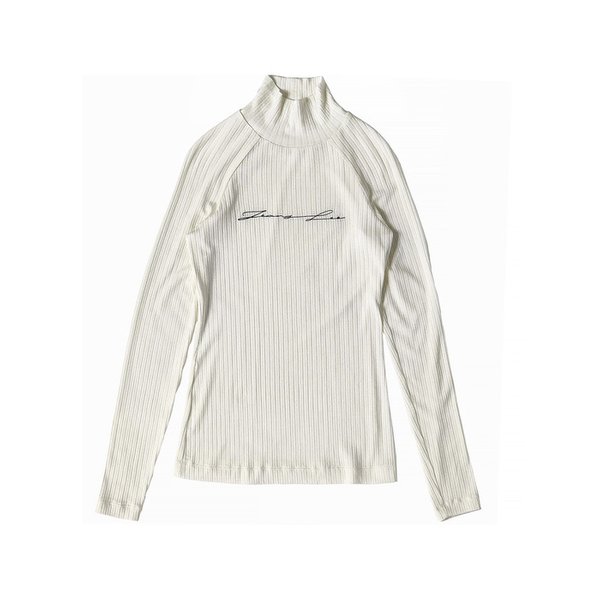 IVORY EMBROIDERED TURTLE NECK