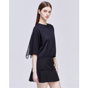 [파주점] [송지오우먼]송지오 컬렉션 베일드 윙 크루넥 니트 블랙 WH3KT701BK