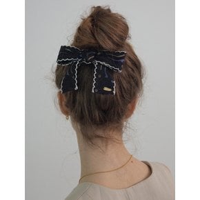 Flower lace ribbon bow hairpin (Black)