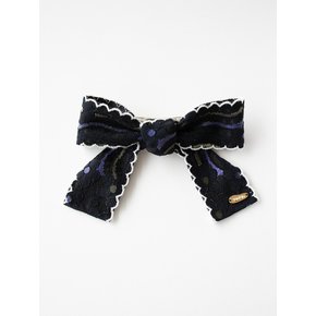 Flower lace ribbon bow hairpin (Black)