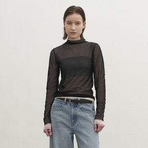 (T-6884)SHEER LAYERED SLIM TEE