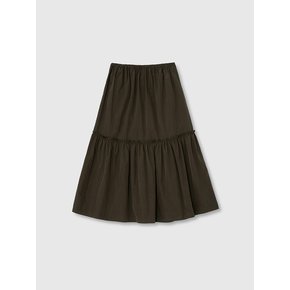 BLOCK PLEATED SKIRT_KHAKI