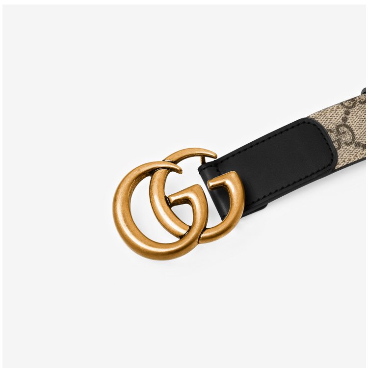 Gucci 625839 625839 92tlt GG Marmont Thin Belt In Beige And Ebony