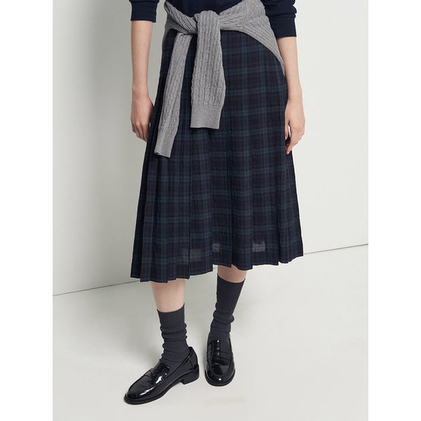 타탄체크 플리츠스커트  네이비 (BF5927C25R)