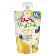 와티스 쥬시 배 바나나 블루베리 퓨레 아기간식 4-6m+ Watties Juicy Pear Pureed 120g 8개