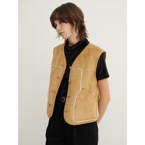 Rustic Shearling Vest_BEIGE