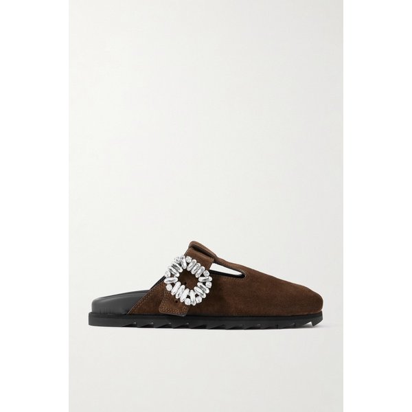 슬라이디 비브 크리스탈 장식 스웨이드 뮬 46376663162990094