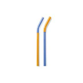 [이노메싸] Two Tone Glass Straw (Set of 2) 투 톤 글라스 스트로우 세트 앰버/블루 (24170)