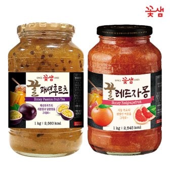  꽃샘 꿀패션후르츠차 1KG +꿀레드자몽 1KG (과일청)