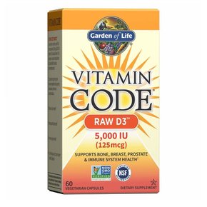 [해외직구]가든오브라이프 로우 비타민D3 125mcg 5000IU 60캡/ Garden of Life Vitamin D3 Code RAW