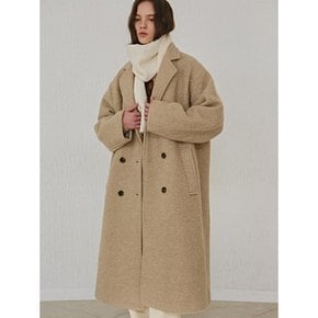 BOUCLE WOOL DOUBLE LONG COAT_BEIGE