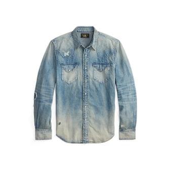 DOUBLE RL 슬림핏 리페어 데님 웨스턴 셔츠(MNRRWOV16820420400)