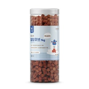 뷰인더펫 강아지간식 대용량 말랑 큐브 연어 1kg