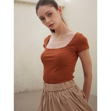 페이리 PURE BY FAYRI Square Neck Rib Tee (Ginger)