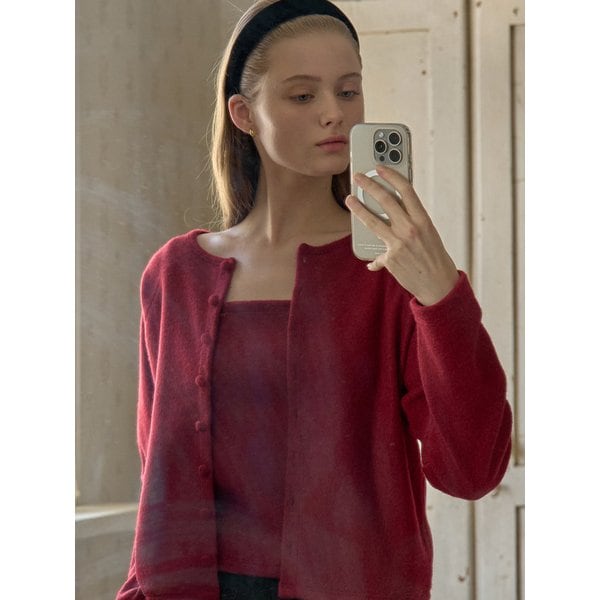 [세트] 메리 버튼 가디건  + 슬리브리스 버건디 J1867