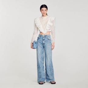 라인스톤 하트 와이드 진 Jeansblau SFPJE00579