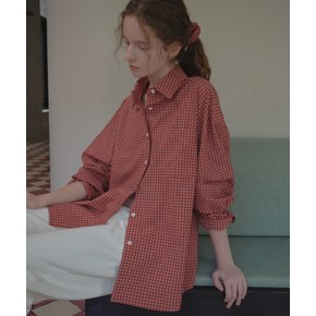 [스크런치 SET] Cotton overfit shirt jacket set [TIFA05SH01]_Red