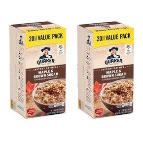 [해외직구]퀘이커 시리얼 오트밀 메이플 브라운 슈가 43g 20입 2팩/ Quaker Cereal Maple Brown Sugar Oatmeal