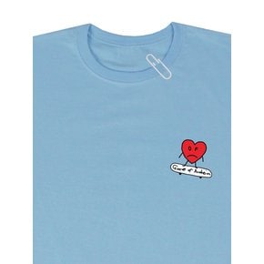 [UNISEX]하트 보드 스마일 반팔티_스카이블루