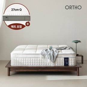 진저 라움 원목 평상형 침대 프레임+27cm메모리폼매트Q