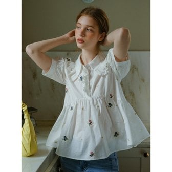 쎄무아듀 Cest_Doll lace collar flower blouse