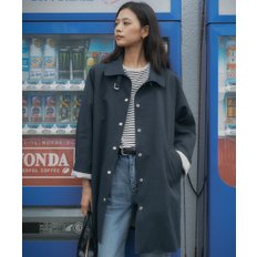 Slim belt raglan sleeve trench coat_Navy