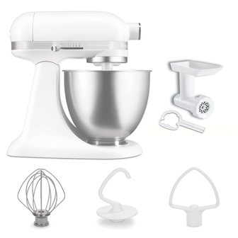  키친 에이드 KitchenAid 3.5QT 스탠드 믹서+후드 그라인더 특별 세트 샤이니 화이트