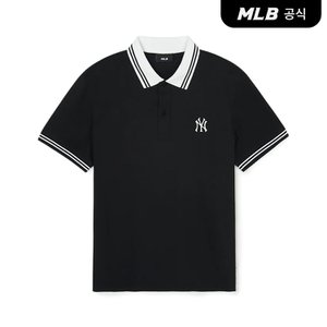 MLB [코리아공식] 베이직 카라배색 컴퍼터블핏 티셔츠 NY (Black)