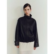TVS HIGH NECK LAMB SKIN LEATHER JUMPER_BLACK