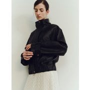TVS HIGH NECK LAMB SKIN LEATHER JUMPER_BLACK