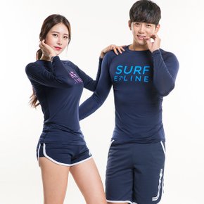 SURF 네이비 긴팔 남녀 커플 래쉬가드 래시가드 레시가드 비치웨어 수영복 상의 단품