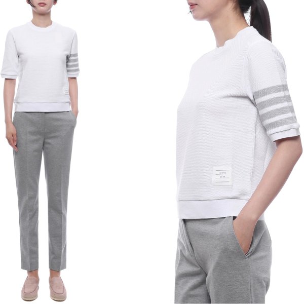 [부산점] 26SS 여성 사선 스트라이프 반팔티셔츠 (FJS222A J0248 100 26S)