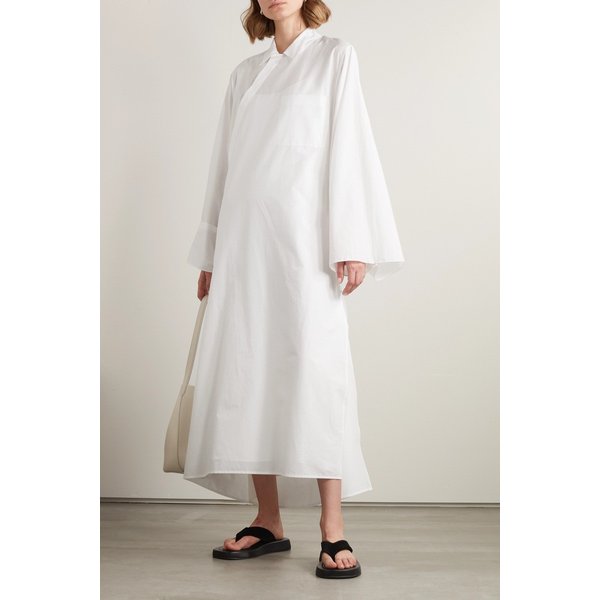 Numa Asymmetric Wrap-effect Cotton-poplin Dress 아이보리 33258524072689013
