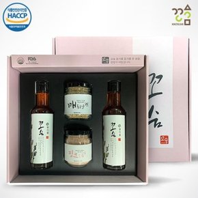 [꼬소한] 종합 선물세트(참기름 180ml x2병+핑크소금 160g+볶음참깨 60...