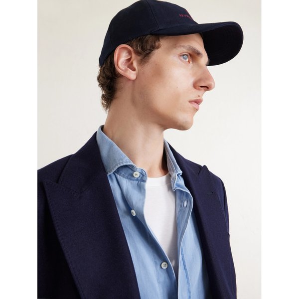 브루넬로쿠치넬리 로고 자수 가죽 트리밍 코튼 트윌 베이스볼 캡 46376663163097677