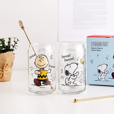 PEANUTS 피너츠 스누피 댄스댄스 유리잔 2P 세트