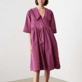 Oversized Seersucker Wrap Midi Dress F6712 가니 오버사이즈 시어서커 미디 원피스