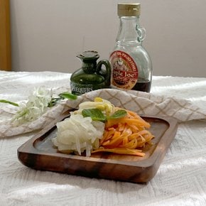 수제 통원목 캠핑 업소용 나무 그릇 사각접시(소)