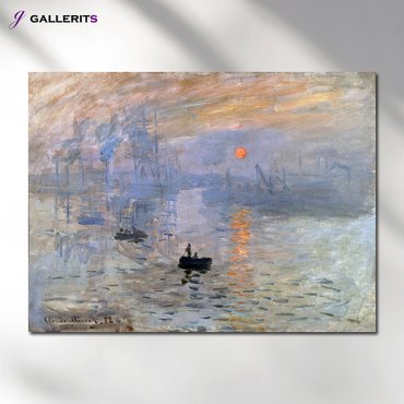 GALLERITS 클로드 모네 인상 해돋이 그림 태양 일출 명화 액자