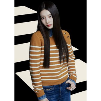 게스 [게스진] [SUZY]  YO4S1656 여성 골드버튼 스트라이프 스웨터