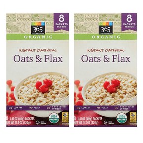 [해외직구]365홀푸드마켓 오츠 플렉스 오트밀 40g 8개입 2팩 365 Whole Foods Market Instant Oatmeal Oats Flax